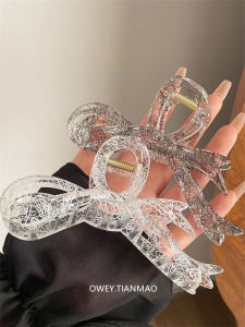 Resin Acrylic Gradient Crackle Butterfly Knot Hair Claw Shark Jaw Clip Stylish Hair Accessories Korean Fashion Fresh Out