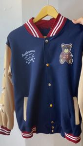 Jaket Bomber Baseball Pria&Wanita Beruang 23 Motif Bordir Premium Bahan Tebal Korea Fashion
