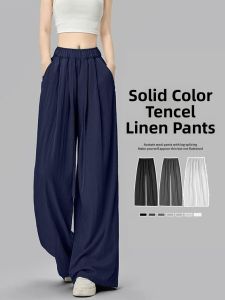 YAYANGREN | Bamboo Linen Loose Comfortable Mountain Pants Navy Blue