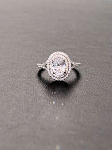 S925 Sterling Silver Diamond Embedded Engagement Ring High Carbon Female Style Fashion Commute Fresh out Jewelry Accessories