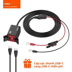 Bộ Sạc Nhanh LDNIO 60W Hai Cổng USB-C & A Cho Tay Lái Xe Máy Chống Nước Có Công Tắc Dành Cho Thiết Bị Di Động