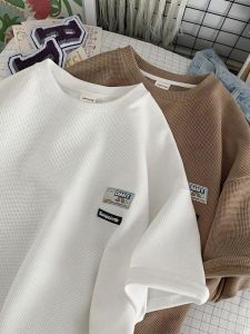 Short Sleeve T-Shirt Mens Student Fashion Trend 2025 New Design Tie Clip Top Wear Summer Casual Wear Resale Value