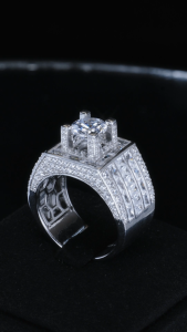 Nhẫn nam Bạc Xi Kim Moissanite Viên Chủ 7.2mm KNNA0001 Đá CC Kim Luxury