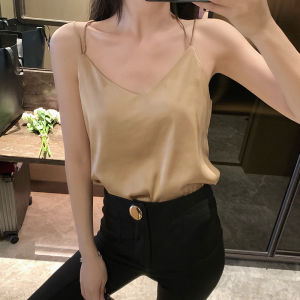 Silk Strap Vest Womens Loose Outerwear Black Sleeveless Top Spring Summer Small Suit Mulberry Silk Base Shirt Inner Wear