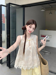 YUFUQING | New Chinese Style Heavy Embroidery Lace Patchwork Sleeveless Vest Womens Summer Fashion Design Unique Elegant Top