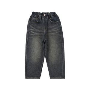 Thickened Fleece Lined Autumn Winter Jeans for Boys Childrens Clothing Casual mid Waist Long Pants Cotton Blend Warmth