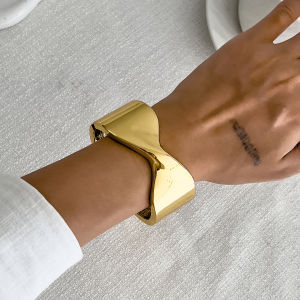 Ingemark | Ingemark 3 Styles Boho Smooth Chunky Resin Bangles Women Trendy Geometric Irregular Stacking Wide Bracelets Party Couple Jewelry