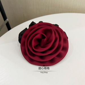 Zhaolu Rose Flower Satin Hair Ties Large Elastic Band Tea Rose Flower Hair Accessories Korean Style Fresh out Fashion Jewelry