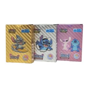 55Pcs/Box Disney Lilo & Stitch Game Card No Repeat Waterproof Golden Cards Collections Toys For Kids Gifts