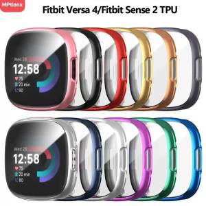 Screen Protector For Fitbit Versa 4/Sense 2 Case Full Soft TPU Plated Bumper Protective Cover for Fitbit Sense 2/Fitbit Versa 4