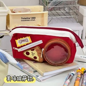 Adorable Large Capacity Color Block Transparent Pencil Case Girls Simple Ins Style Multi Functional Student Stationery Storage Bag