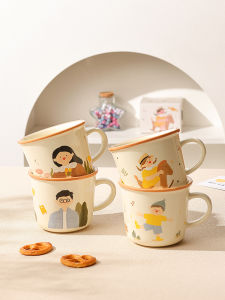 Cốc Thủy Tinh Dễ Thương 350ml Cốc Thủy Tinh in Hình Hoạt Hình Cốc Đựng Sữa Cốc Thủy Tinh Đôi Cốc Đựng Nước Cho Gia Đình