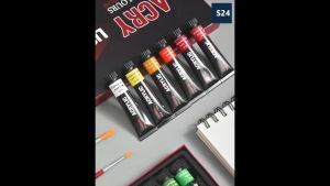 สีอะคริลิค ชุดสีอะคริลิค Giorgione ขนาดหลอด 12ml (ชุด 12 สี/ ชุด 24 สี) Acrylic Colour Set สีเพ้นท์ผ้า กระดาษ ผ้าใบ ไม้