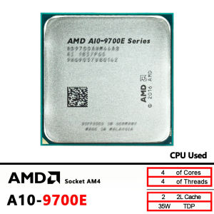 AMD | AMD A10 9700E A10-Series A10-9700E 3.0 GHz Used Quad-Core CPU AD9700AHM44AB / AD970BAHM44AB Socket AM4