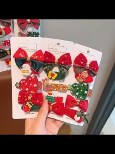 Christmas Hairpin Red Bow Little Girl Snowman Headdress Dress Up Hair Clips Accessories 儿童发夹红色蝴蝶结圣诞节发卡女孩雪人头饰节日装扮发饰装 M112