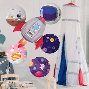1pcs 30cm Astronaut Planet Space Theme Childrens Lantern Birthday Party Decoration Childrens Boy Planet Paper Lantern