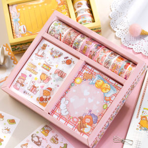 Journal Tape Sticker Note Gift Box Internet Celebrity Bronzing Cartoon Antique Character and Paper Adhesive Tape Cute Color Printing