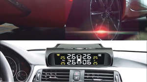 E-ACE Solar Power TPMS Car Tire Pressure Alarm Monitor System Auto Security Alarm Systems Tyre Pressure Temperature Warning Digital LCD Display TPMS Tire Pressure Monitoring System Smart Car Solar Power Charge with