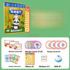 Panda Chinese Restaurant Simulation Management Table Game Educational Toys for Children Aged 3-6 Math Enlightenment Observation Skills Development