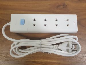 Ổ Cắm Điện Gongniu Chống Cháy 4 Ổ 2 chấu 1 Công Tắc 2500W/10A Dây dài 3/5M (V1040)