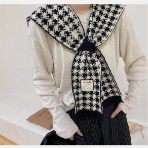 IELGY Womens knitted houndstooth shawl autumn and winter Korean style small waistcoat