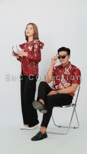 Atasan Batik Flamboyan – Batik Couple - Batik Wanita – Couple Modern - Blouse Modern – Batik - Hem Batik Pria – Seragam Batik – EnC Collection