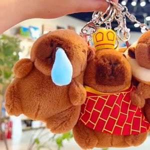 Cute Capybara Keychain Bag Backpack Plush Pendant Desktop Doll Ornaments Car Plush Pendant Birthday Gift