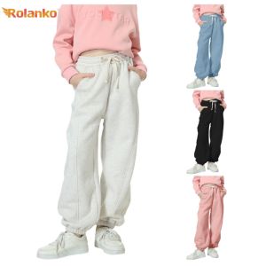 Rolanko Kids Boys Girls Winter Pants Draw Rope Elastic Waist Windproof Sports Trousers School Leisure Daily Wear