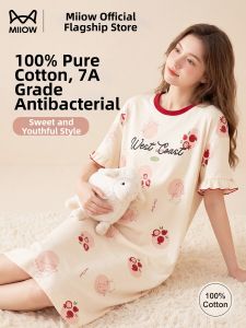 MiiOW | Antibacterial Short Sleeve Cotton Summer Sleepwear Dress