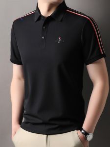 ROMON | Lormen Ice Silk Short Sleeve Polo Shirt Mens Summer Thin Casual Fashion Business Casual Breathable Collar T-Shirt