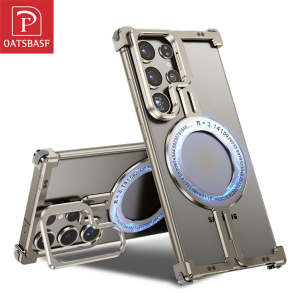 Oatsbasf Aluminum Magnetic Bezel-less Phone Case for Samsung Galaxy S24 Ultra Magsafe Phone Case
