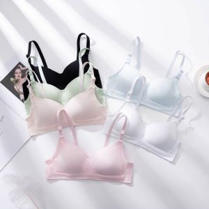 KUCHAR Girls Training Bra Developed Teen Sports Underwear 8-10 10-12 12-14 14-16 Lightly Cotton Padded Solid Color Wire Free A-Cup Lingerie for Women