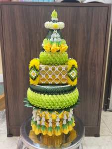 พานธูปเทียนแพ เทียนแพเบอร์ 1 พร้อมกรวยมาลัย  เลือกสีได้ ทักแชทเลยจ้า