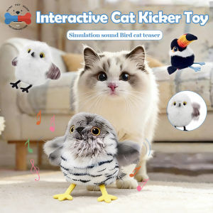 Cat Toys Rechargeable Flapping Bird Sparrow Lifelike Chirp Tweet Touch Activated Kitten Toy