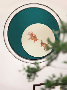 New Chinese Style Entrance Hall round Artistic Decorative Painting for Corridor Study Bedroom Guest House Background Wall Hanging Art