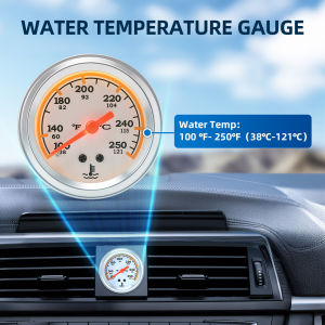 RYSJM | 2V Water Temp Gauge 38-121℃/100-250℉ With Sensor NPT 1/2-14 for: Excavators Tractors Trucks Construction Vehicles Boats