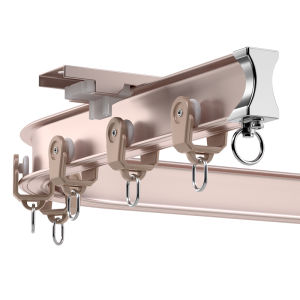 Aluminum Alloy Thickened Silent Curtains Guide Rail Slide Flexible Bay Window Single Rod Double Rod Curved Rail Slide Top Mounted Side Mounted