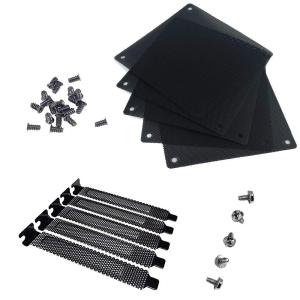 Bộ Lọc Bụi Lưới Đen 5 Cái 120mm PVC Cho Quạt Làm Mát Máy Tính Kèm 5 Cái Nắp Che Khe PCI Bộ Lọc Bụi Cho Hệ Thống Làm Mát PC