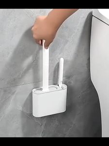 DuduMart Toilet Brush Set Silicone Toilet Brush Wall Mounted Flexible Soft Bristles Brush Holder