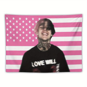 Lil Peep Flag Tapestry Hipster Wall Art USA Theme Dorm Decor Bedroom Living Room Tapestry Bedroom Tapestry Bedside Tapestry
