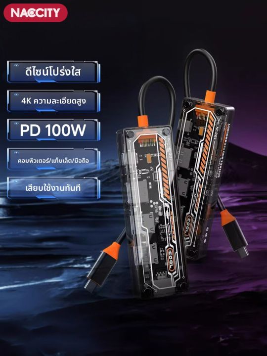 NACCITY | ฮับ USB Type-C หลายพอร์ต พร้อม HDMI และ Ethernet | Lazada.co.th