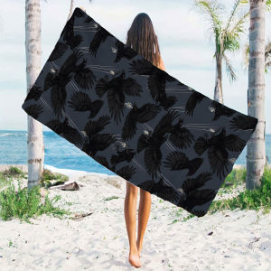 Dark Gothic Crow Seamless Quick Drying Microfiber Beach Towel Lightweight for Swimming Camping Yoga - Bath Towel