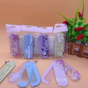 Sisir Lipat Travel / Sisir Lipat Gantungan Karakter / Sisir Lipat Cute / Sisir+Kaca 2in1