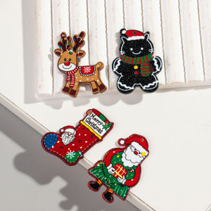 10pcs/lot Christmas Cartoon Acrylic Charms Cute Santa Claus Elk Cat Pendant for DIY Jewelry Making Earring Keychain Accessories