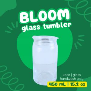 BLOOM Glass Tumbler 500 mL | Botol Minum Kaca | Glass Coffee Bottle