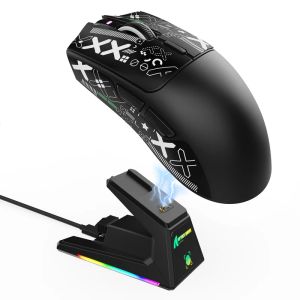 ATTACK SHARK | ATTACK SHARK X1 Wireless Gaming Mouse 40000DPI PAW3395PRO Tri-mode 53g Lightweight RGB Magnetic Charging Dock Mice