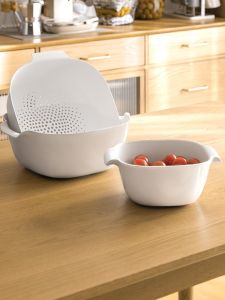 Double Layer Large Size Kitchen Sink Vegetable Washing Basket Drain Basket Fruit Cleaning Multi Function Storage Basket