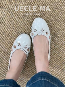 MASHUJIA | Ultra-Soft Sheepskin French Bow Ballet Flats Mary Jane Shoes