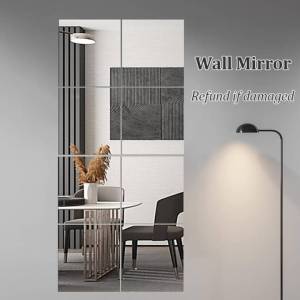 30x30cm HD Mirror Full Body Mirrors Square Self-adhesive Wall Mirror Bent Acrylic Wall Stickers for DIY Living Room Bathroom Home Decoration