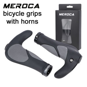 MEROCA bicycle grips with horns Rubber ergonomic mtb grips lock on Comfortable Anti slip For MTB Road bike bike Handlebar Grip
